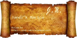 Janák Marica névjegykártya